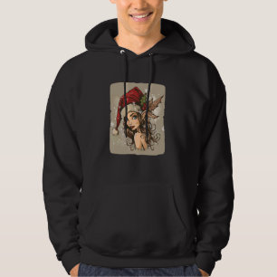 Funny Festive Fairy with Santa Claus Hat for Chris Hoodie