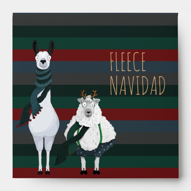 Funny Festive Fleece Navidad Striped Customizable  Envelope (Front)