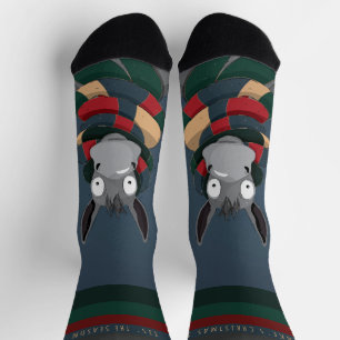 Funny Festive Fun Cute Winter Donkey Blue Grey  Socks