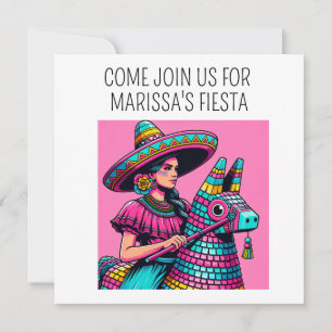 Funny Festive Fun Fiesta Piñata Colourful Pop Art Invitation