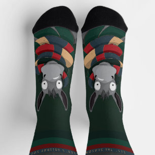 Funny Festive Fun Winter Donkey Cartoon Green  Socks