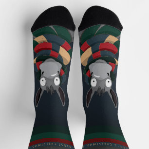 Funny Festive Fun Winter Donkey Dark Blue Holiday Socks