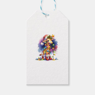 Funny Festive Giraffe Santa Hat Christmas Lights S Gift Tags