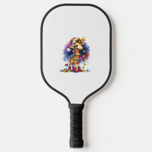 Funny Festive Giraffe Santa Hat Christmas Lights S Pickleball Paddle
