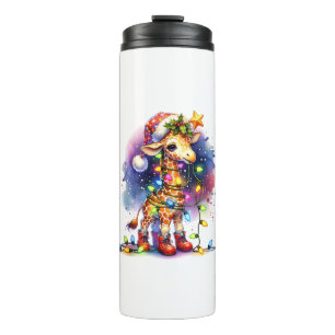 Funny Festive Giraffe Santa Hat Christmas Lights S Thermal Tumbler