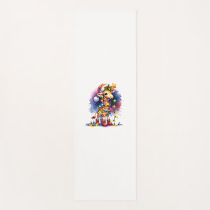 Funny Festive Giraffe Santa Hat Christmas Lights S Yoga Mat