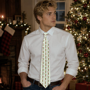 Funny Festive Green Calico Christmas Cat Tie