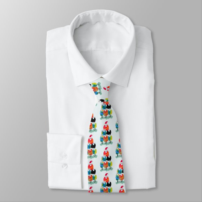 Funny & Festive Holiday Sheep  Tie (Tied)