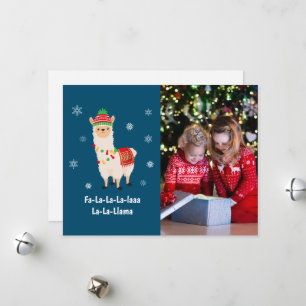 Funny Festive Llama Pun Photo Holiday Card