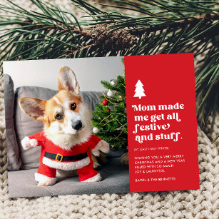 Funny Festive Pet Photo Christmas Holiday Card
