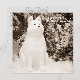 funny festive picture snowdog at christmas invitation