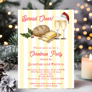 Funny Festive Unique Butter Themed Christmas Party Invitation