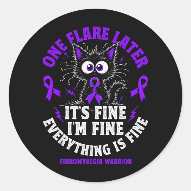 Funny Fibromyalgia Warrior Flare Day Classic Round Sticker (Front)