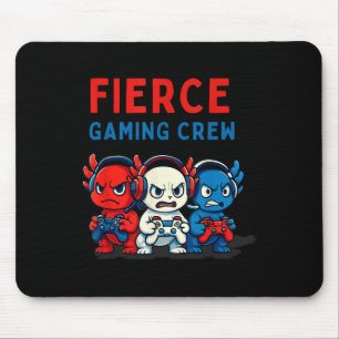 Funny Fierce Axolotl Gaming Crew Red White Blue Ga Mouse Pad