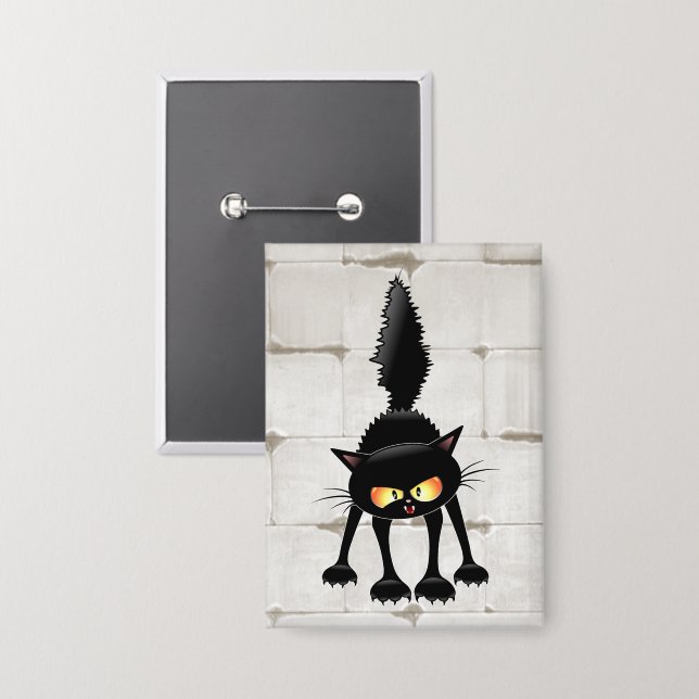 Funny Fierce Black Cat Cartoon  (Front/Back)