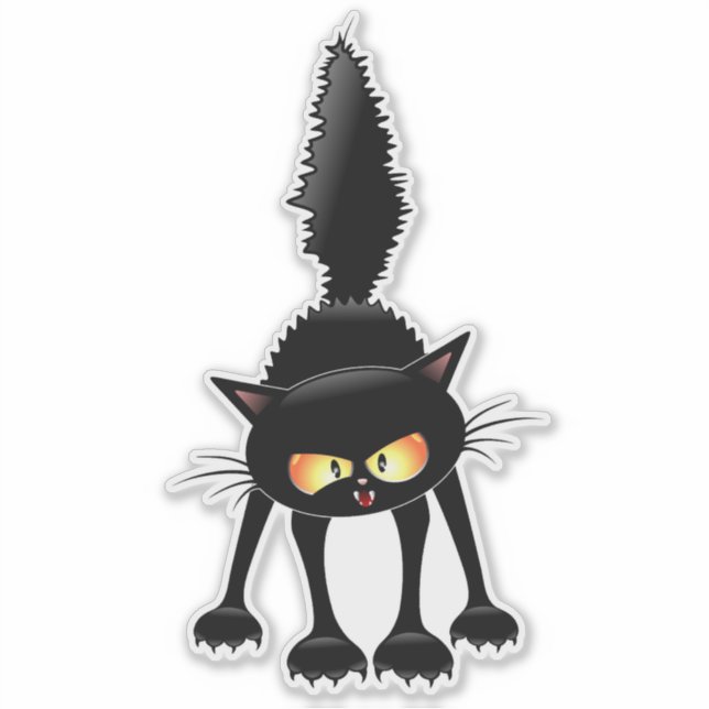 Funny Fierce Black Cat Cartoon  (Front)