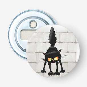 Funny Fierce Black Cat Cartoon Bottle Opener