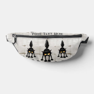 Funny Fierce Black Cat Cartoon Bum Bags