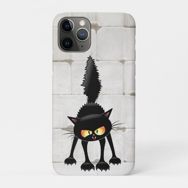 Funny Fierce Black Cat Cartoon  Case-Mate iPhone Case (Back)
