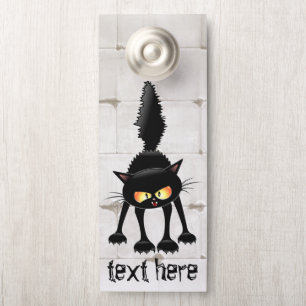 Funny Fierce Black Cat Cartoon  Door Hanger