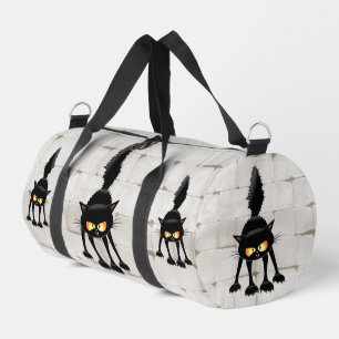Funny Fierce Black Cat Cartoon Duffle Bag