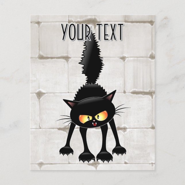 Funny Fierce Black Cat Cartoon  Flyer (Front)