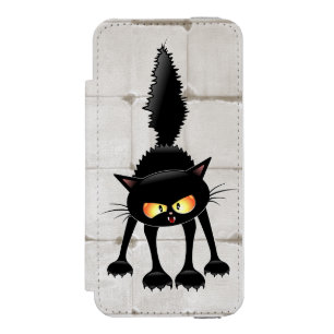 Funny Fierce Black Cat Cartoon  Incipio Watson™ iPhone 5 Wallet Case