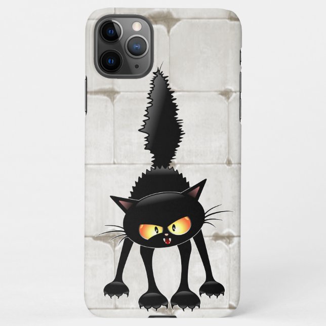 Funny Fierce Black Cat Cartoon  iPhone Case (Back)
