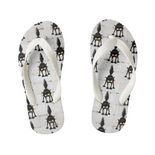 Funny Fierce Black Cat Cartoon  Kid's Thongs