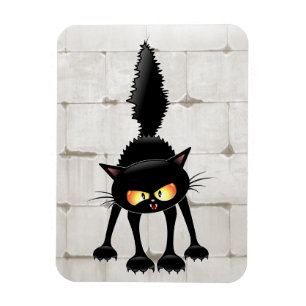 Funny Fierce Black Cat Cartoon  Magnet