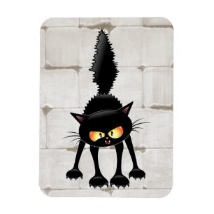 Funny Fierce Black Cat Cartoon  Magnet