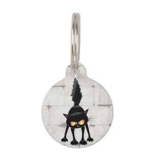 Funny Fierce Black Cat Cartoon Pet Tag