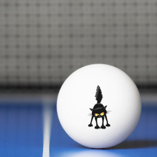 Funny Fierce Black Cat Cartoon Ping Pong Ball