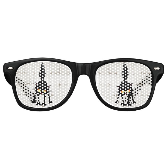 Funny Fierce Black Cat Cartoon  Retro Sunglasses (Front)