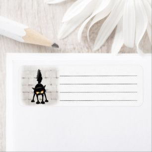 Funny Fierce Black Cat Cartoon  Return Address Label