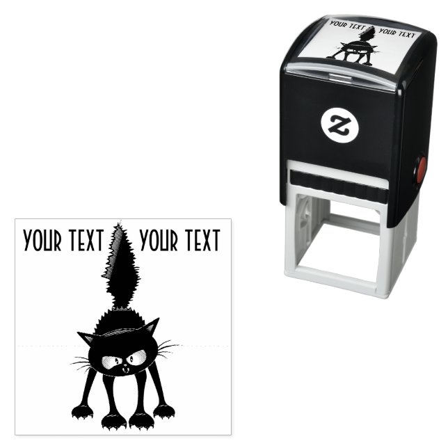 Funny Fierce Black Cat Cartoon  Self-inking Stamp (In Situ)