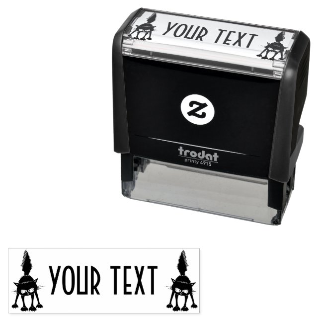 Funny Fierce Black Cat Cartoon  Self-inking Stamp (In Situ)