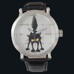 Funny Fierce Black Cat Cartoon  Watch<br><div class="desc">Funny Fierce Black Cat Cartoon Character looking menacing. Original Vector Art Design © BluedarkArt TheChameleonArt.</div>