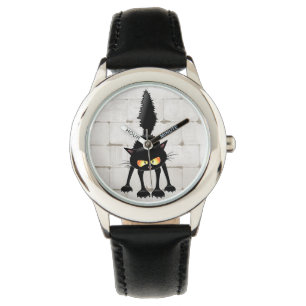 Funny Fierce Black Cat Cartoon  Watch