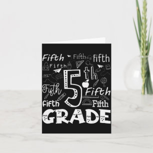 Funny Fifth Grade Doodle Tygraphy Birthday Design Card