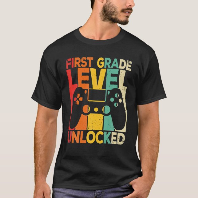 Funny Fifth Grade Level Unlocked First Day Back To T-Shirt (Front)