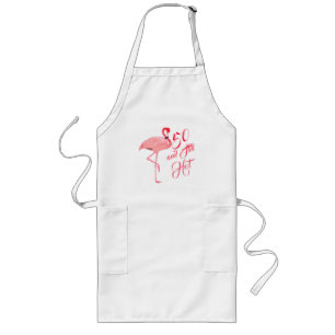 Funny Fiftieth 50th Birthday Flamingo Long Apron