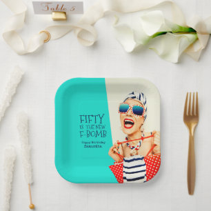 Funny Fifty is the New F-Bomb Birthday Party Paper Plate