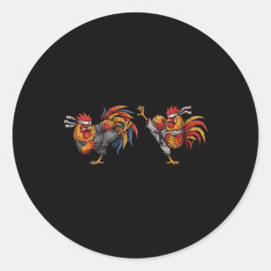 Funny Fighting Karate Chicken Rooster Fighter Meme Classic Round Sticker