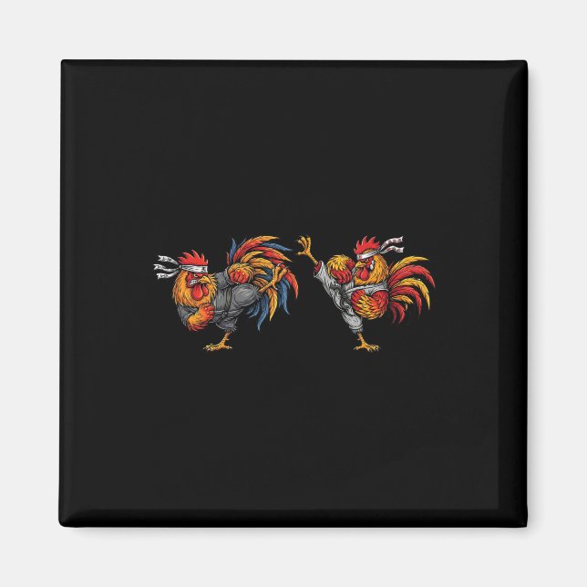 Funny Fighting Karate Chicken Rooster Fighter Meme Magnet (Front)