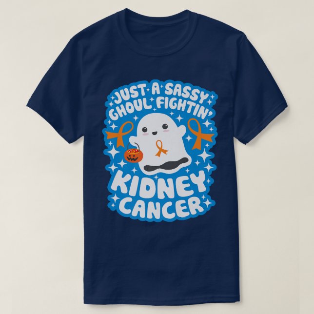 Funny Fighting Kidney Cancer Cute Ghost Pumpkin Ha T-Shirt (Design Front)