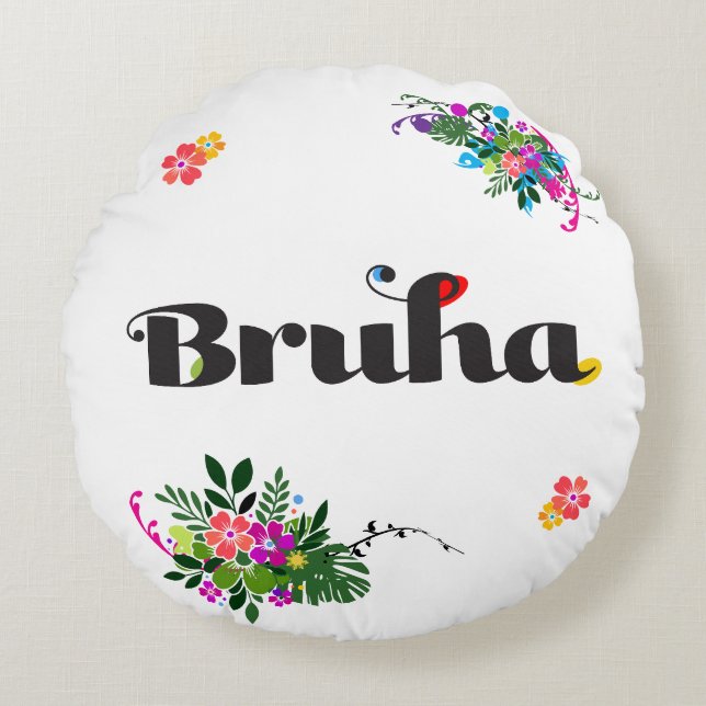 Funny Filipino Bruha Boho Round Pillow Wine (Front)