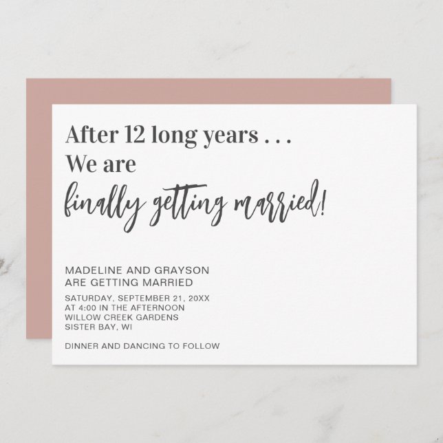 Funny Finally Getting Married Casual Wedding Invitation (Front/Back)