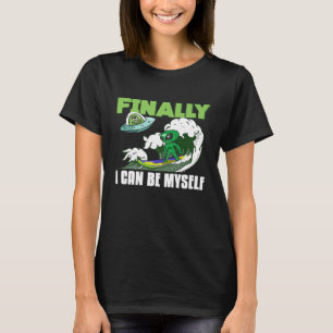 Funny Finally I Can Be Myself Alien Surf Waves Sur T-Shirt