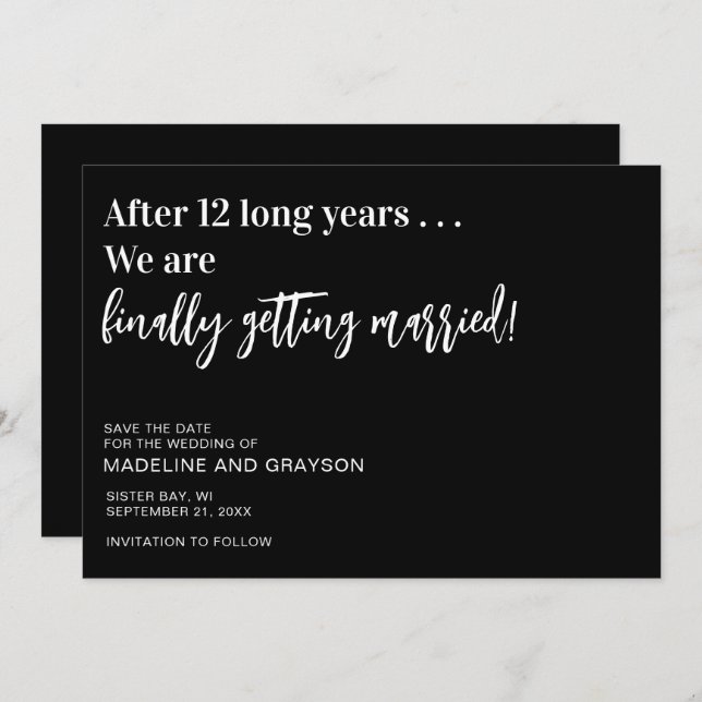 Funny Finally Wedding Save The Date (Front/Back)